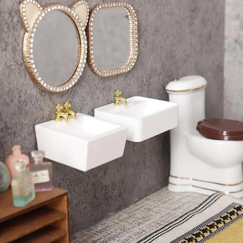 1/12 Bathroom Wash Basins Sinks Model Dollhouse Bathroom Furniture Decoration Dolls House Home Accessories