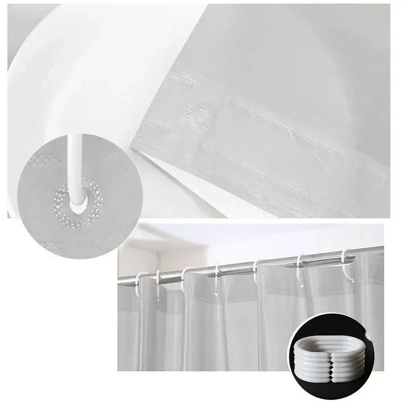 Waterproof Shower Curtain Home Bathroom Curtain Wave Window Tulle with Hooks Heavy S Fold Wavy Shower
