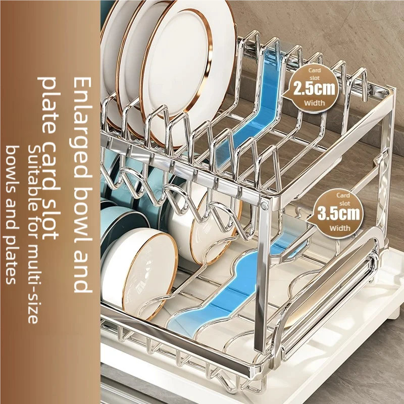 304 stainless steel kitchen storage rack, bowl and plate storage box, draining rack, multifunctional home storage rack for bowls