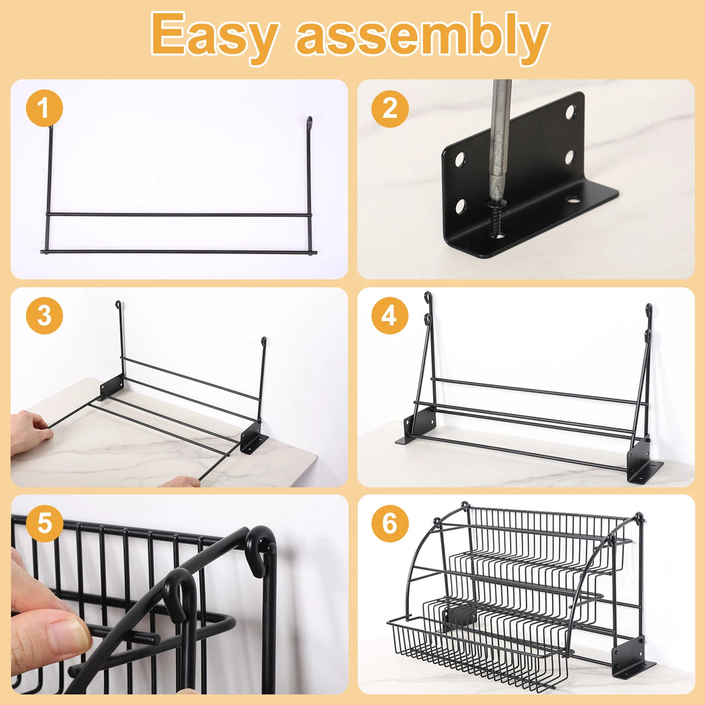 3-Tier Kitchen Storage Rack Metal Pull Down Spice Rack Large Capacity Inside Cabinet Riser Shelf Home Seasoning Bottle Organizer