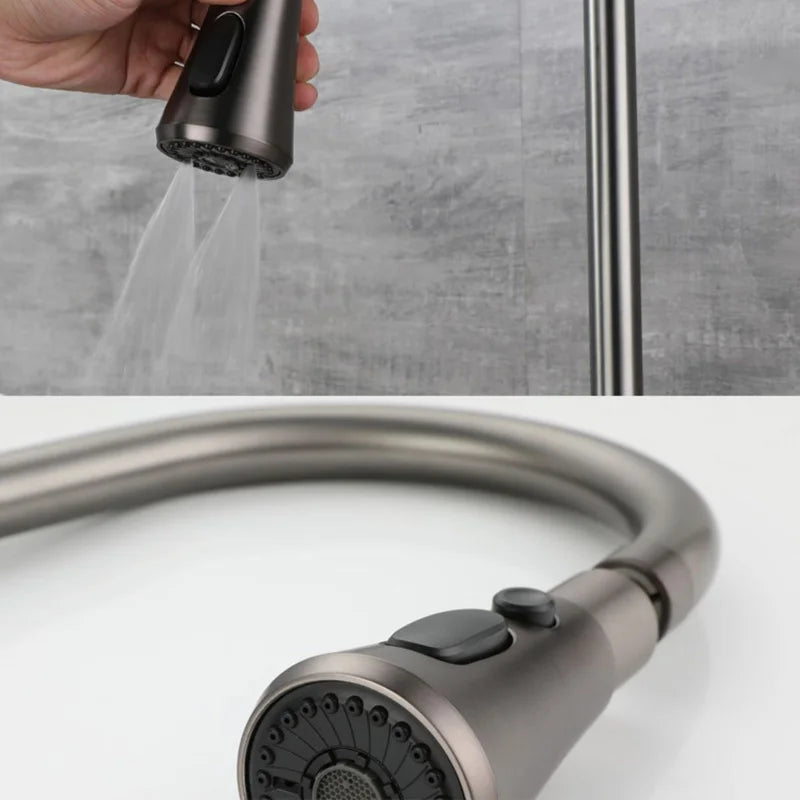 Waterfall Sink Pull Type Kitchen Faucet Hot Cold Mixer Vegetable Wash Tap Basin Multiple Water Outlets Rotation Flying Rain Tap