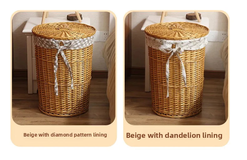 Wier Laundry Basket Dir Clothes Storage Basket with Lid Household Organizer Basket Pure l Willow Wier Basket