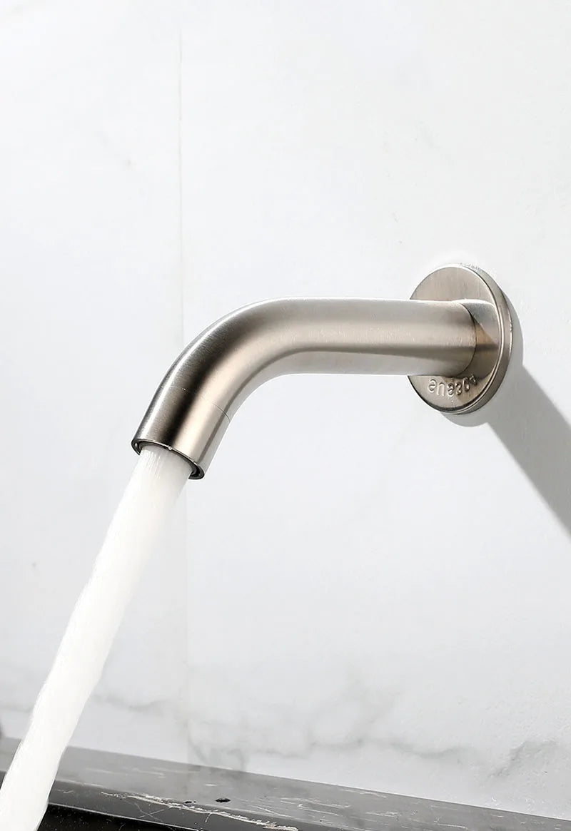 Bathroom Faucet Wall Mounted Sink Faucets Stainless Steel Cold Water Tap Touch Press Bathroom Basin Faucets Toilet Saving Tap