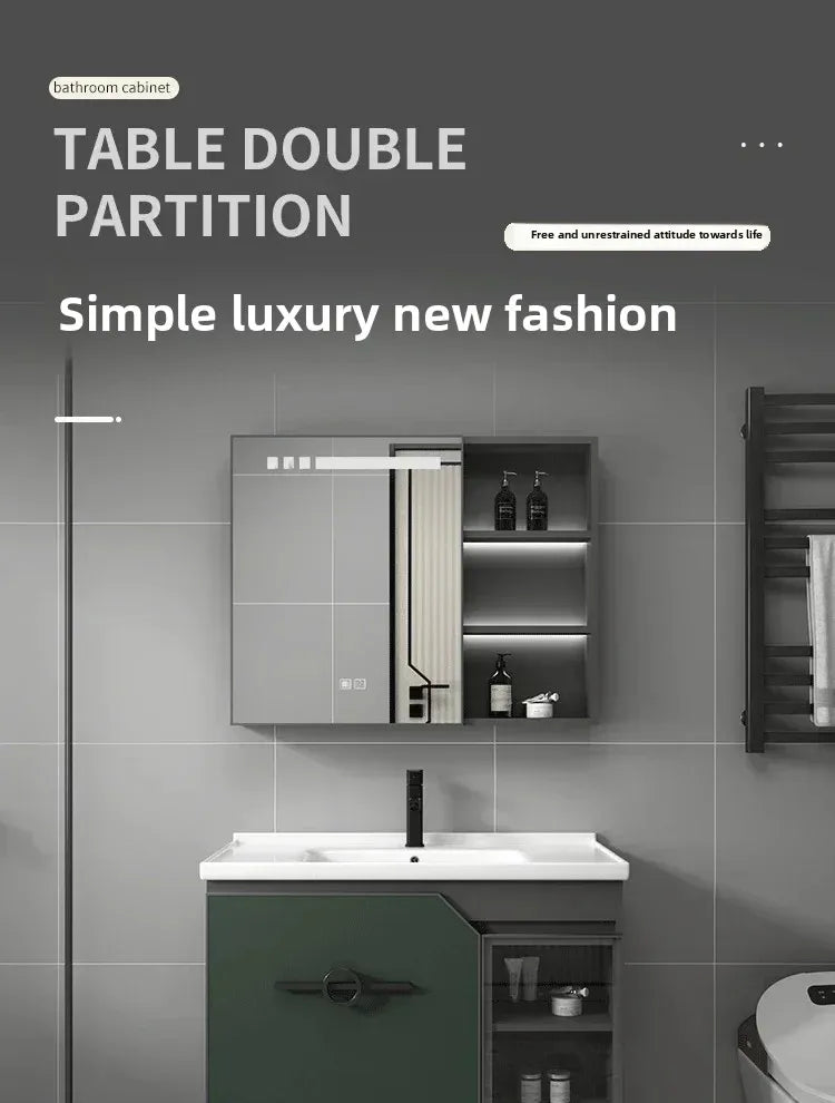 Bathroom Dressing Table and Sink Combination, Rock Plate Integrated Washbasin, Smart Mirror Cabinet, Toilet Furniture