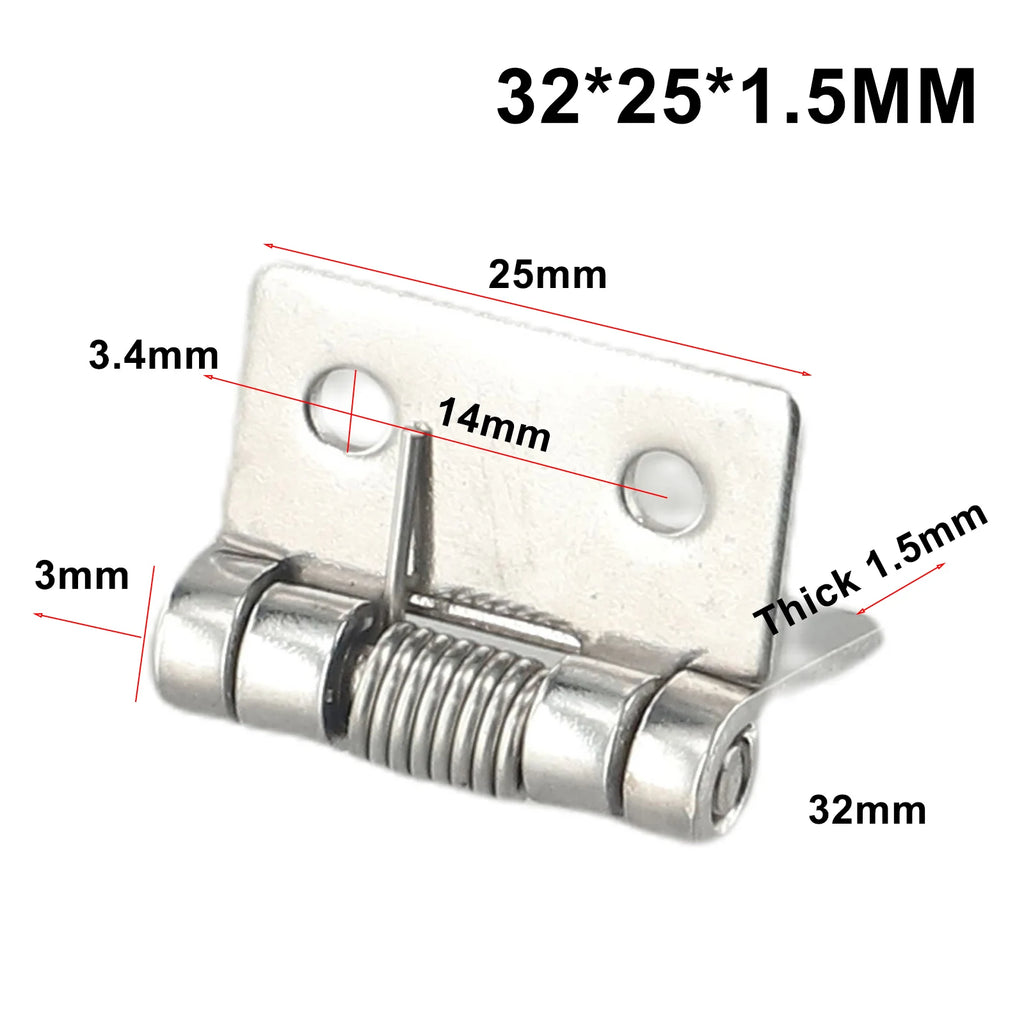 2pcs 1/1.5/2/3Inch Silver Spring Door Hinge Stainless Steel Self Closing Design Windows Cabinets Boxes Household Hardware