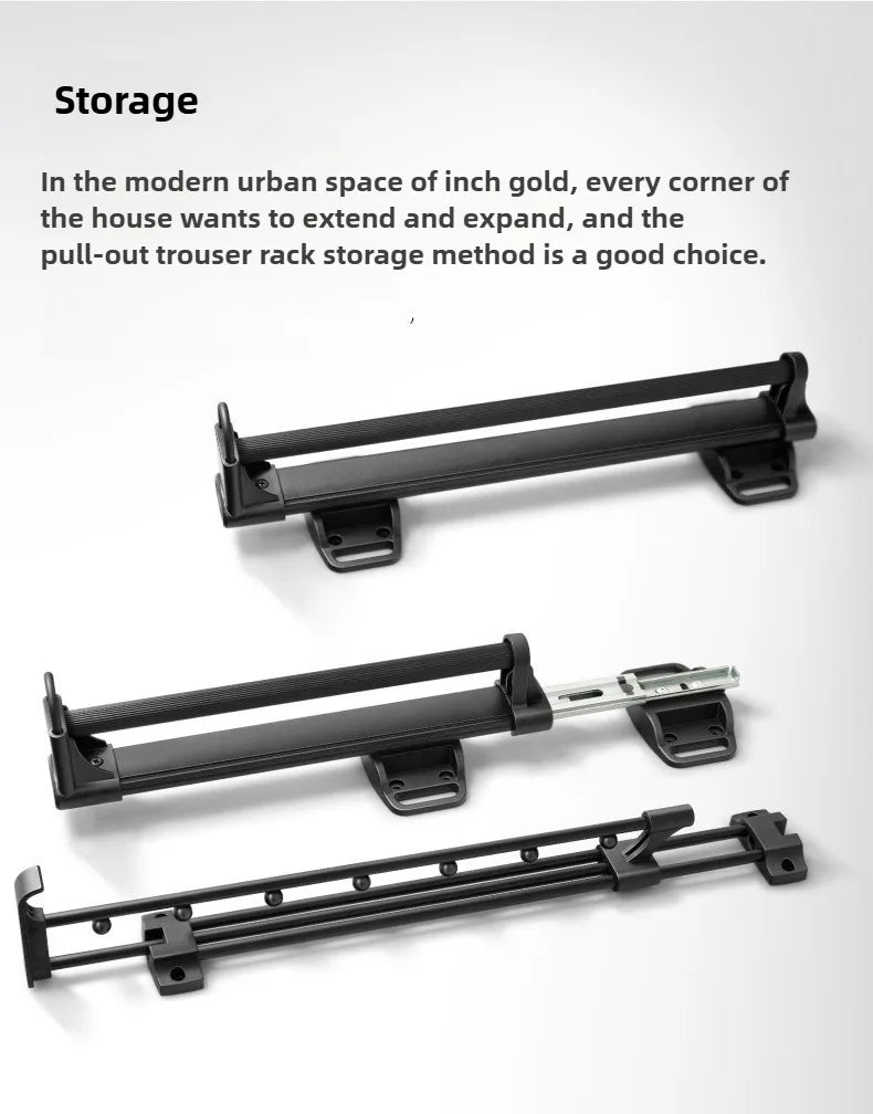 Closet shallow closet Slide rail retractable hangers Cabinet hanging rod vertical pull-out top mounted trouser rack free of hole