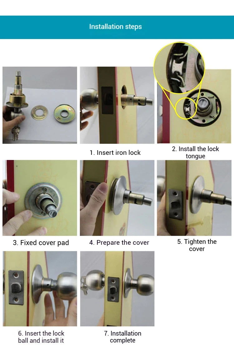 ZEXEF Stainless Steel Round Door Knobs Rotation Lock Knobset Handle Metal Door Knob With Key For Bedrooms Living Rooms Bathrooms