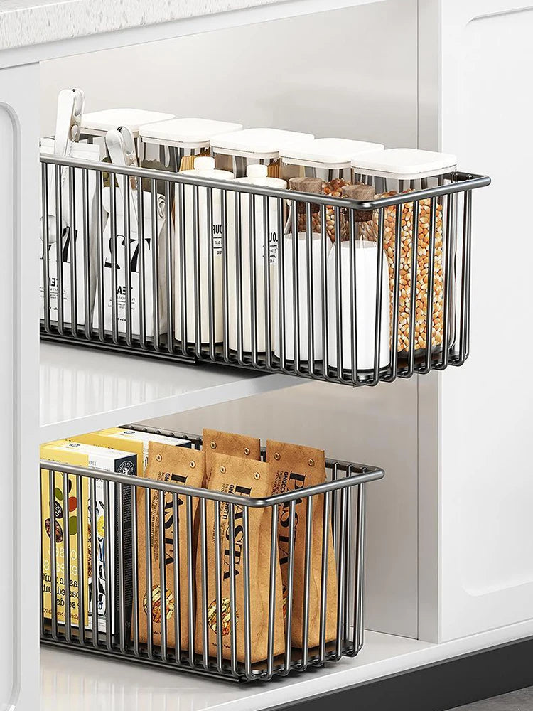 Pull Out Cabinet Organizer Basket Under The Sink Slide-out Drawer Storage Box Kitchen Sideboard Sliding Drawer Rack Shelf