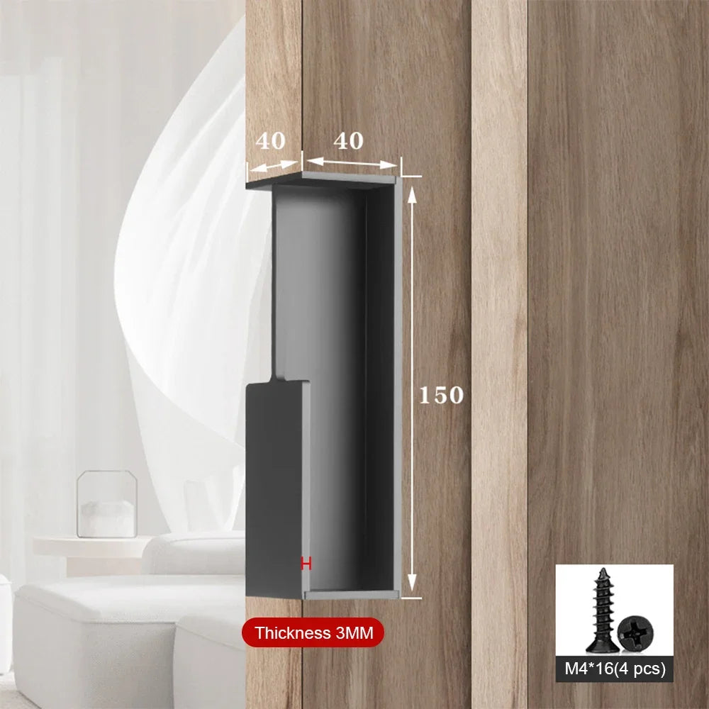 Invisible Handle Embedded Furniture Handle Simple Sliding Door Handle Pocket Wooden Door Anti-collision Aluminum Alloy Hardware