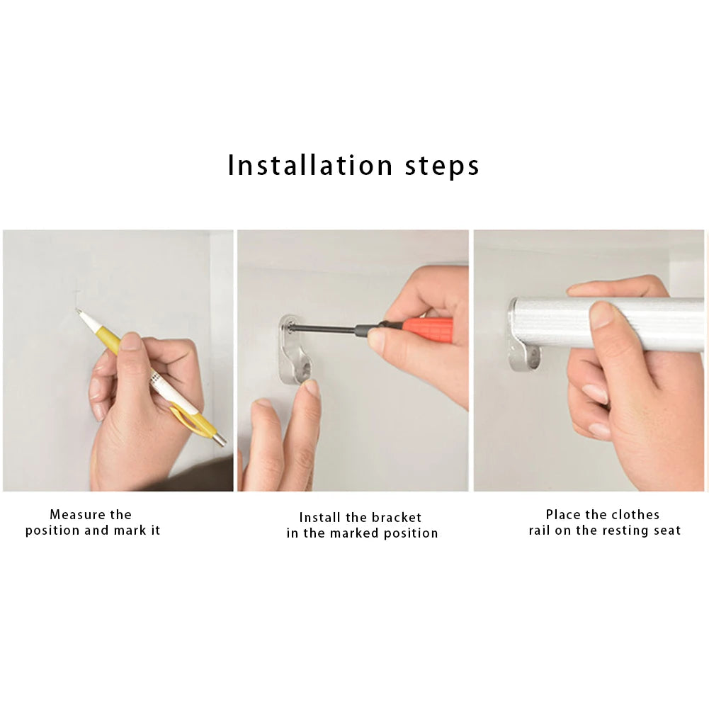 2pc Wardrobe Clothes Tube Support Closet Rod Pole End Bracket Thickening Holder Furniture Accessories Clothes Hanging Rod Holder