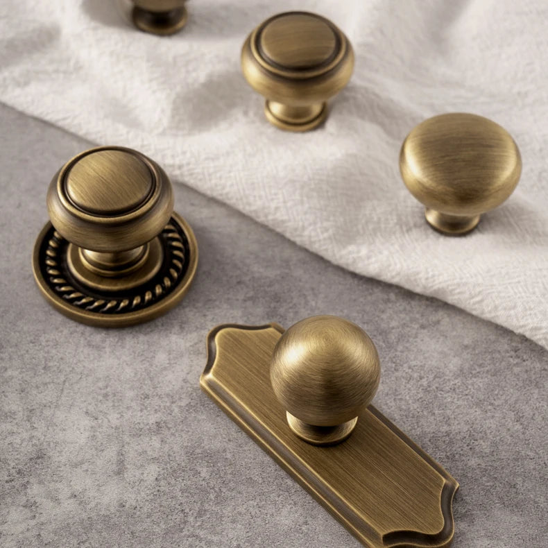 Santaya Antique Brass Cabinet Handles With Backplate Solid Bronze Wardrobe Pulls Kitchen Cupboard Door Knobs Furniture Handle
