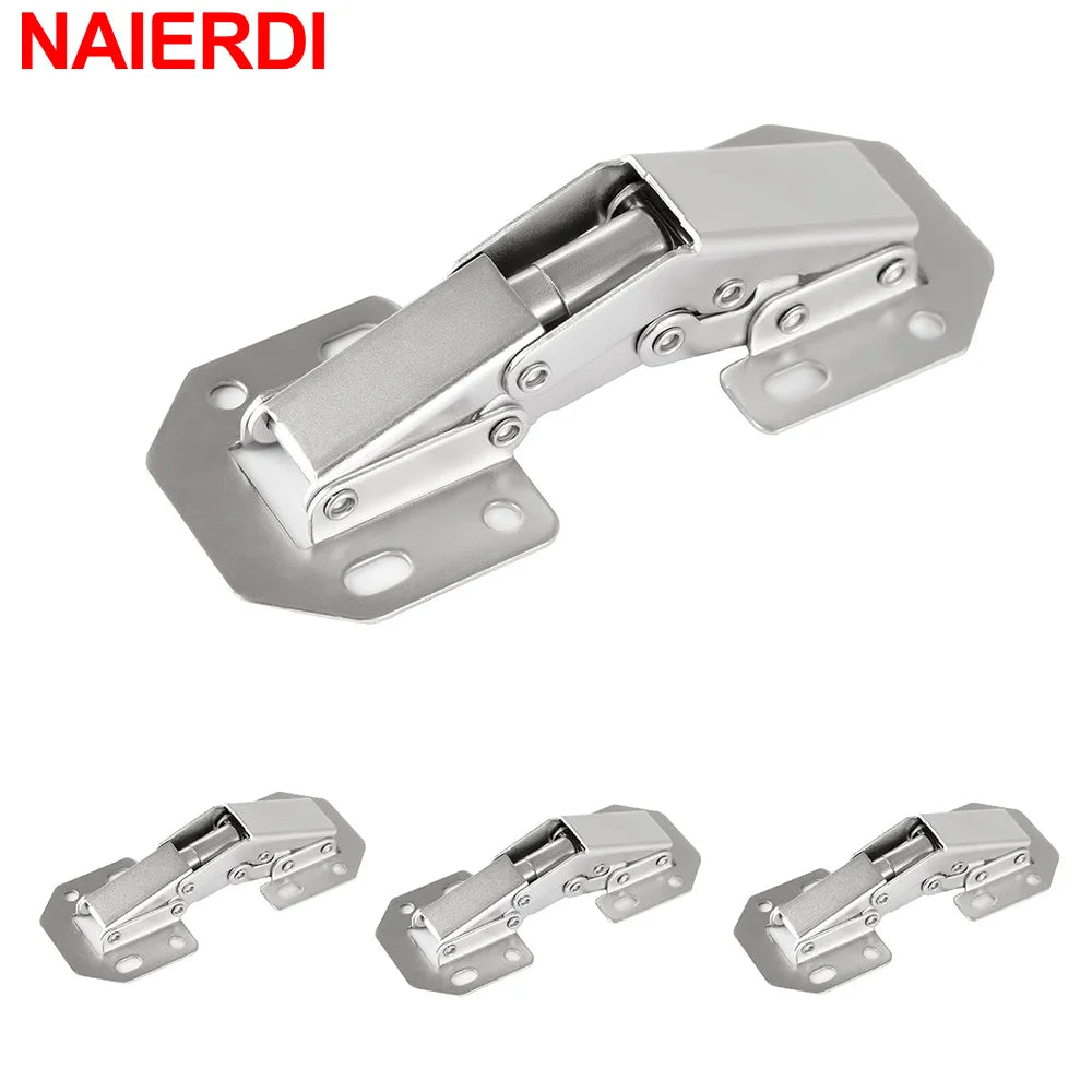NAIERDI 4 Pack 90 Degree Soft Close Spring Hinges,No Pre-drilled Noiseless Hidden Concealed Cabinet Hinge Furniture Hinge