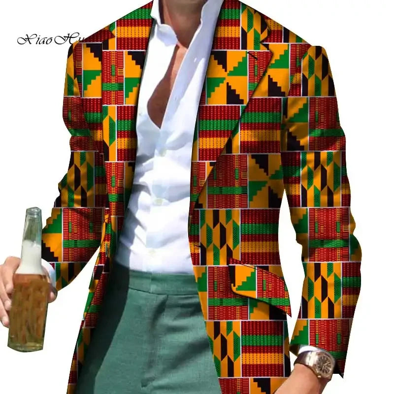 African Men Clothes Smart Causal Customized Slim Fit Fancy Suit Blazer Jackets Formal Coat Business Dashiki Party Wedding WYN530