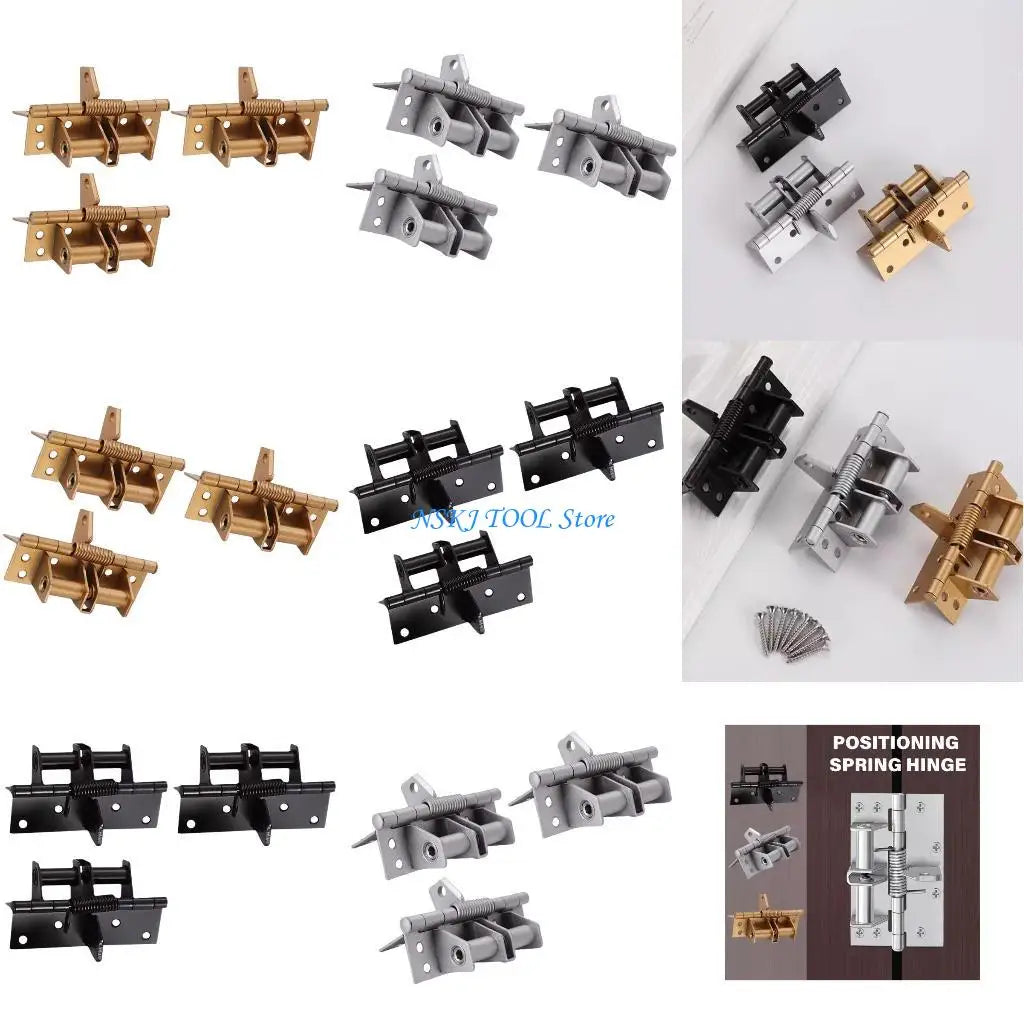 L8RC 3Pcs Closing Spring Door Hinge 90 Degree Positioning Automatic Door Closers Hinge Hardware for Wood Door Cabinet