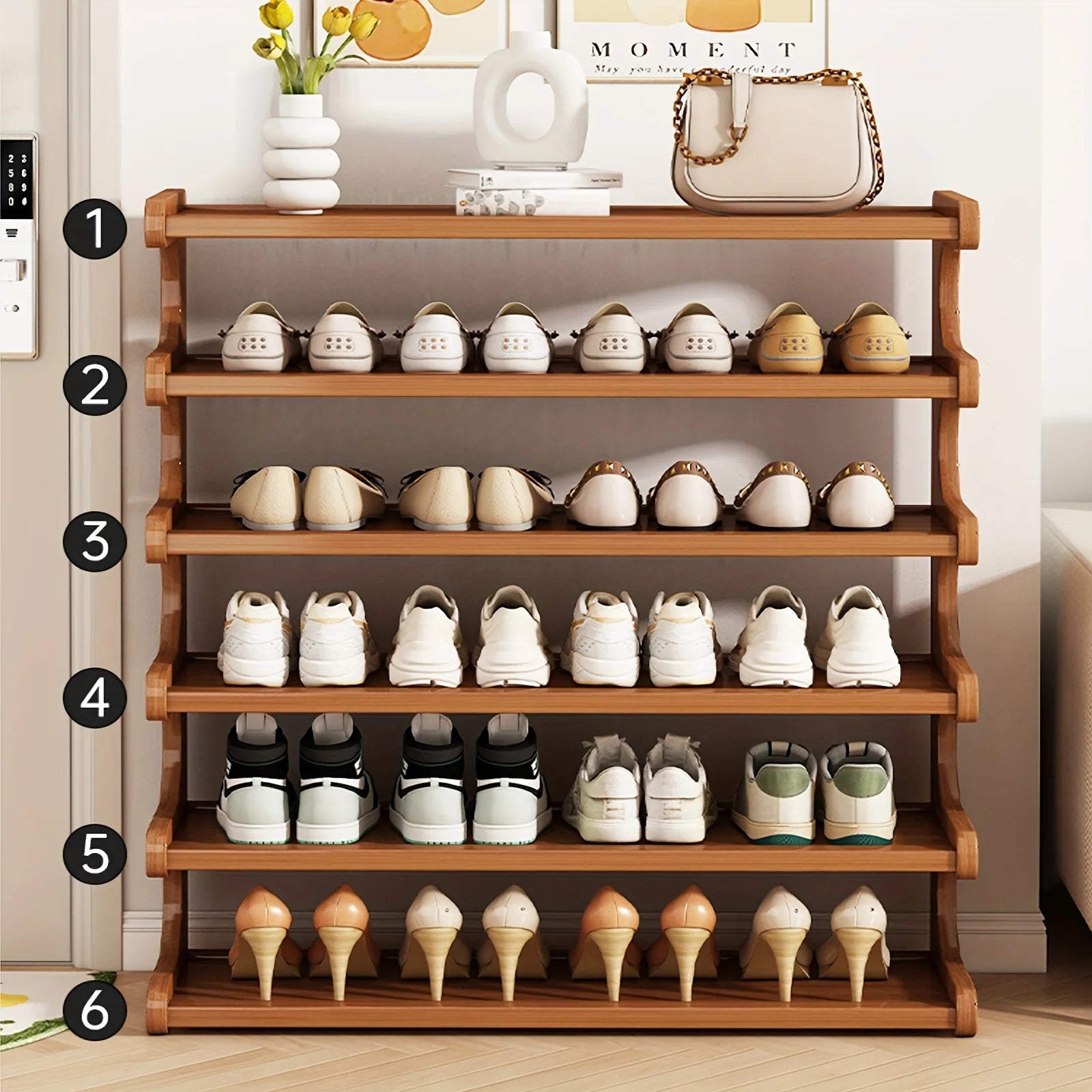 Practical Storage Rack, Shoe Rack, Space-Saving Design, Multi-Layer Independent Storage Rack, Wood Grain Finish, Easy to Assemble, Self-Supporting Cube Shoe Rack, Shelves, Suitable for Dormitories and Entryways, Easy to Assem