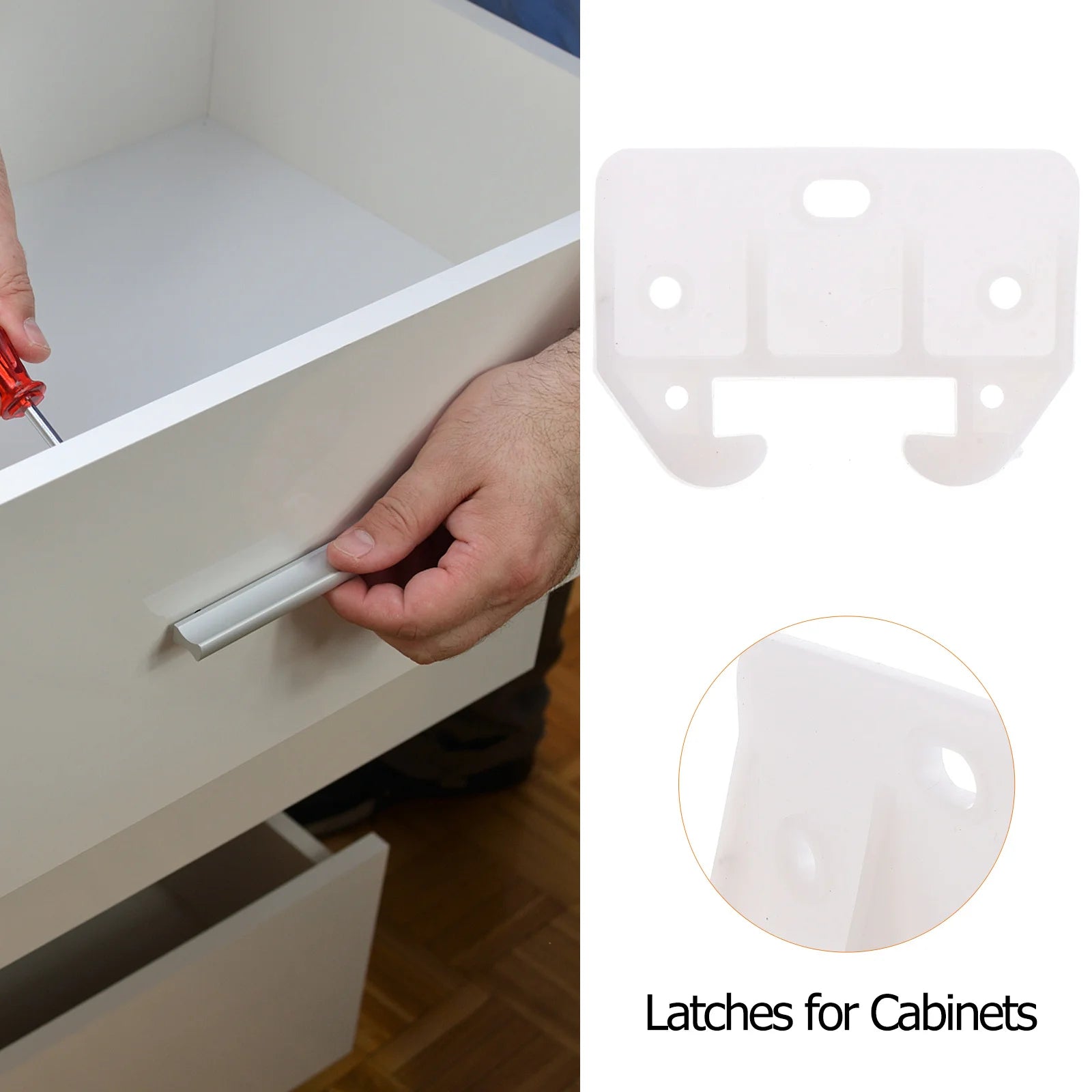 10pcs White Plastic Drawer Rail Guides Slides for Nightstands Cabinets Wardrobes Door Latch Track Hardware Home Organization