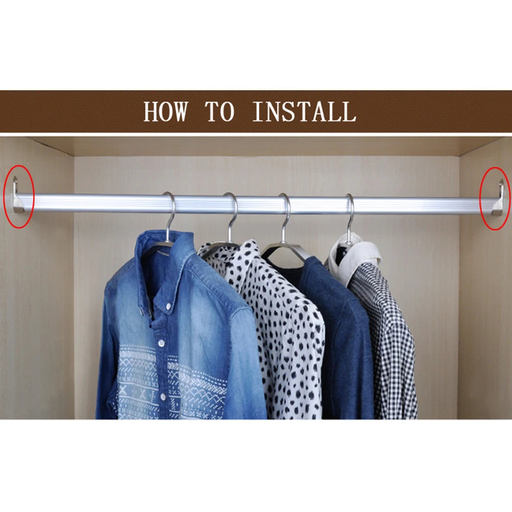 2/4/8pcs Wardrobe Clothes Tube Support Closet Rod Pole End Bracket Thickening Holder 47*19*2mm Closet Brackets