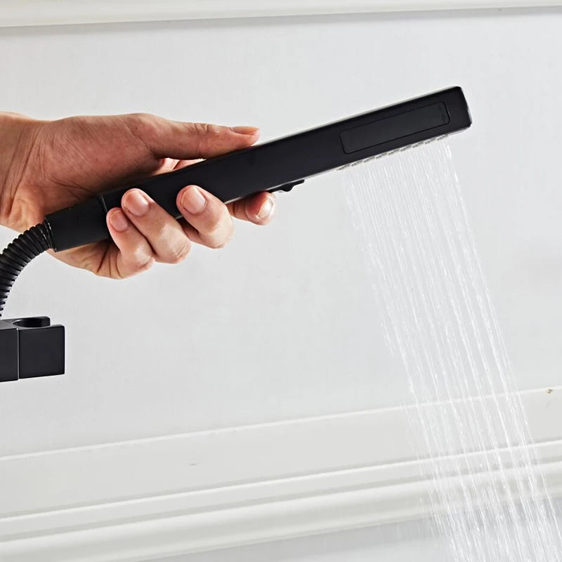 Bathroom Accessories Black Wall Stainless Steel Handheld Sprinkler Shower Mounting Black Shower&Spray 2 Function Handheld