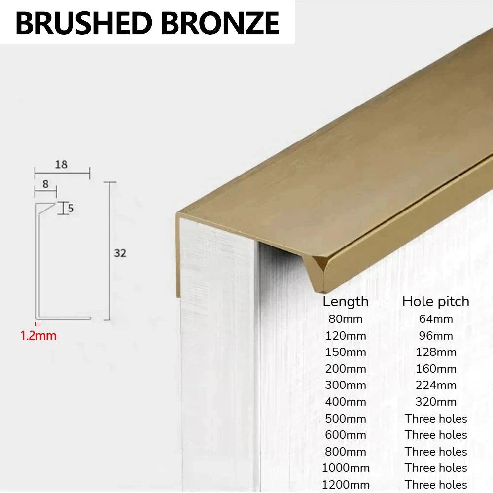 Hidden Handles for Furniture Kitchen Cabinet Handles Dresser Drawer Knobs Aluminum Alloy Wardrobe Cupboard Door Handle Hardware