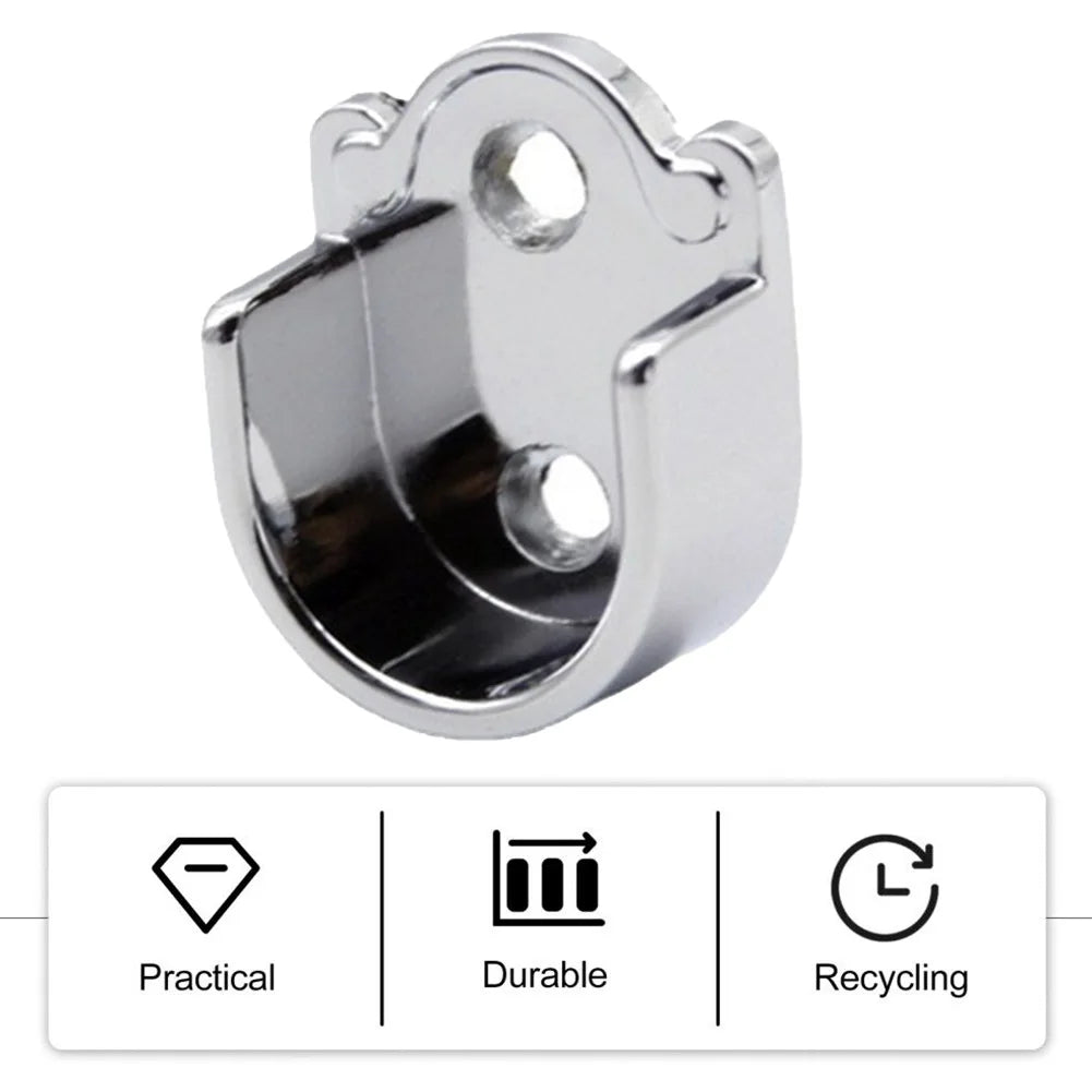 Wardrobe Rail Hanger Rod Socket Support Tube Round End Bracket Holder Heavy Duty U Shaped Rod Socket Home Hardware Accessories