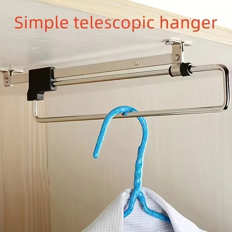 Retractable Closet Hangers Vertical Pull-Out Top Mounted Shallow Cabinet Hanging Rod for Trouser Storage No Hole Drilling Requir