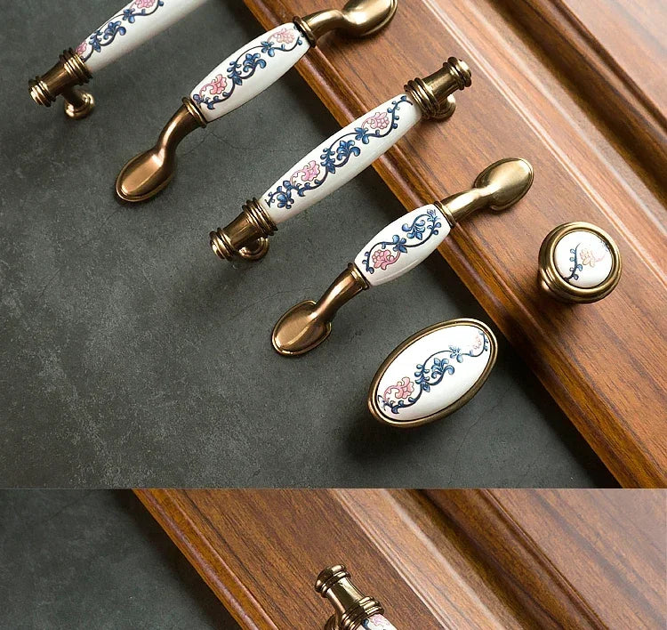 ceramic handle American retro cabinet door modern minimalist European style drawer cabinet wardrobe cabinet handle