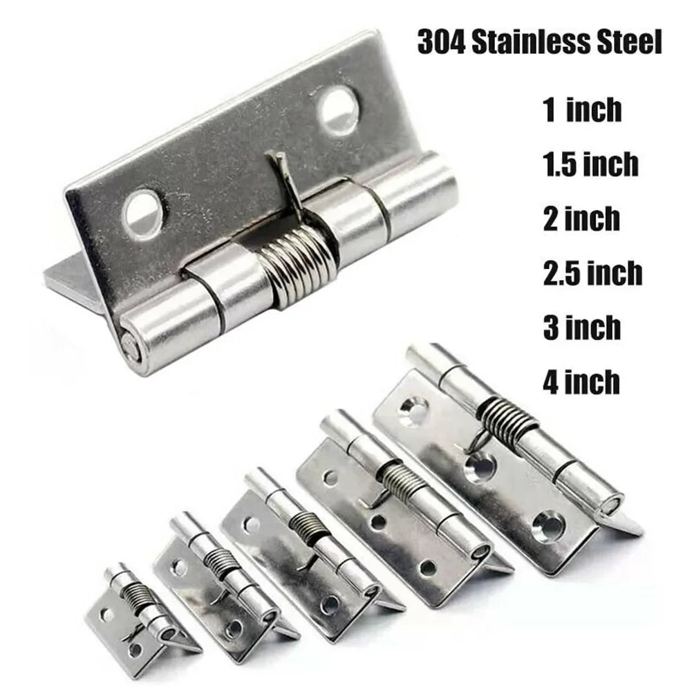 2pcs Spring Hinges Self Closing Stainless Steel Spring Door Hinge Hardware 1/1.5/2/2.5/3/4Inch For Doors Gift Boxes Cabinets