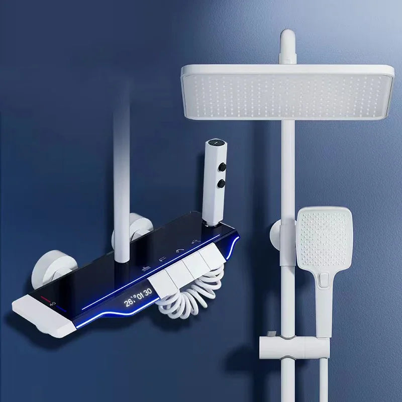 Piano Digital Bathroom Shower Set Senducs Hot Cold Bathroom Mixer Faucets System Brass Gun Grey Digital Piano Shower System