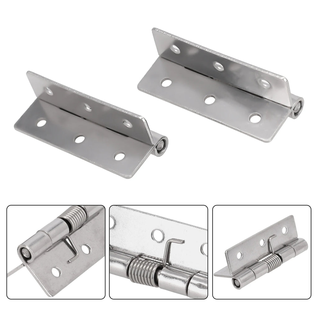 2pcs 1/1.5/2/3Inch Silver Spring Door Hinge Stainless Steel Self Closing Design Windows Cabinets Boxes Household Hardware