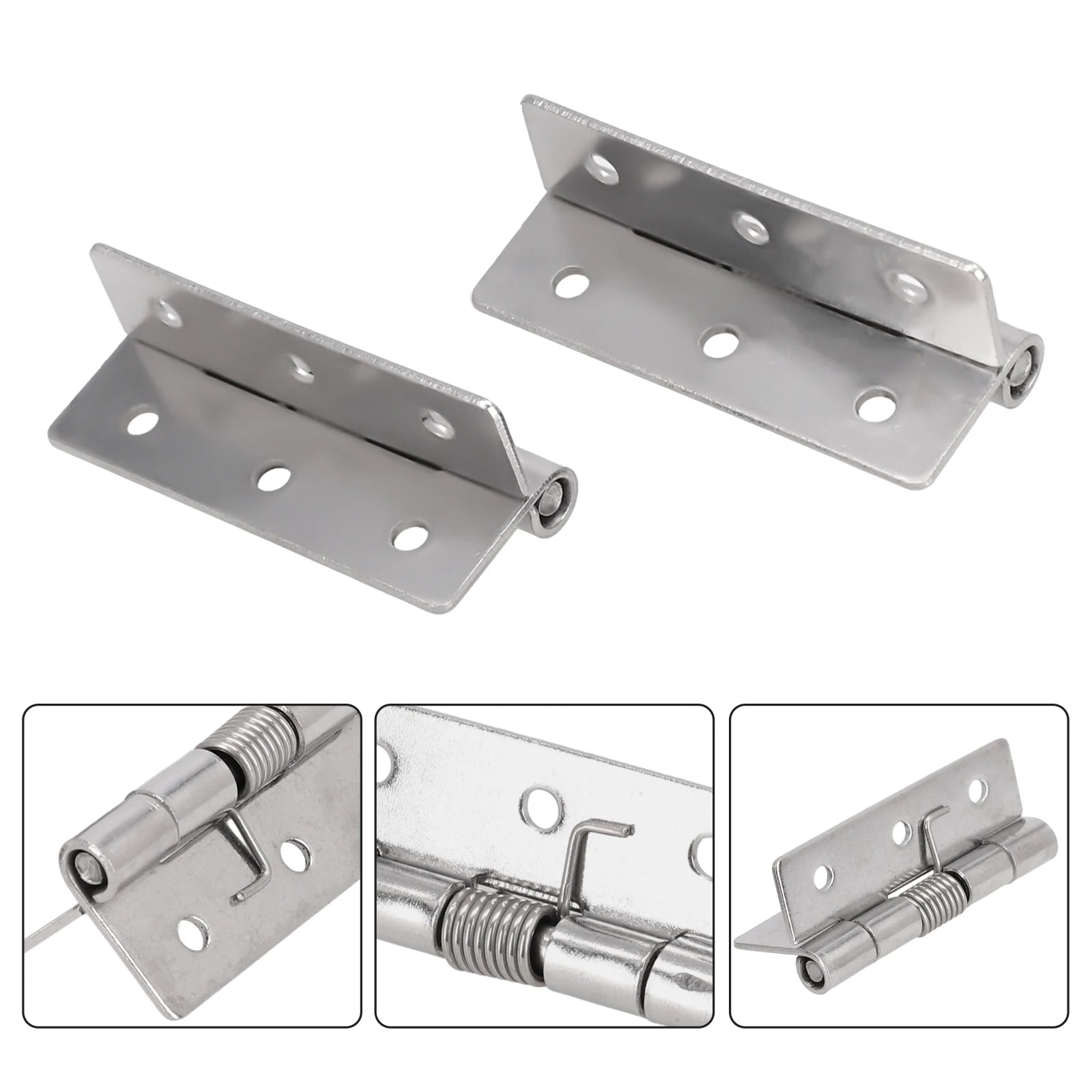 2pcs 1/1.5/2/3Inch Silver Spring Door Hinge Stainless Steel Self Closing Design Windows Cabinets Boxes Household Hardware