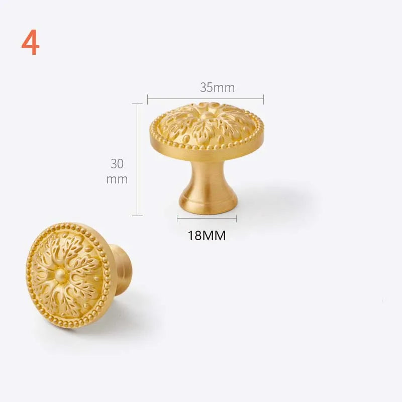 Solid Brass Door Handle Light Luxury Simple Gold European Drawer Kitchen Shoe Cabinet Wardrobe Handles Bedroom Decor Gold Knobs