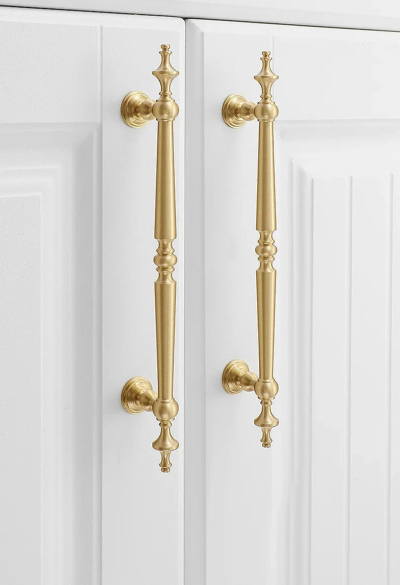 High-end Antique Bronze Door Handles and Knobs Solid Brass Antique Drawer Pulls Kitchen Cupboard Handle Gold Cabinet Handles