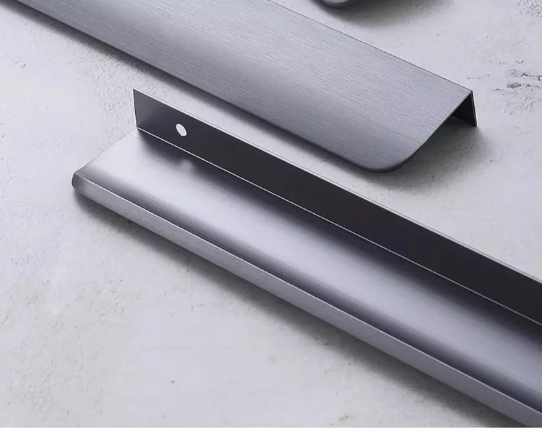 Hidden Minimalist Cabinet Handles for Kitchen Wardrobe | No Drilling Black Edge Pulls | Custom Length 80mm-1200mm Modern Design