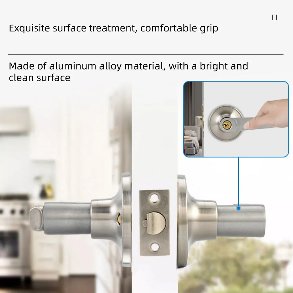 Household Door Handle Lock Round Security Privacy Sliding Front Doors Entrance Keyed Locks for Bedroom Living Room