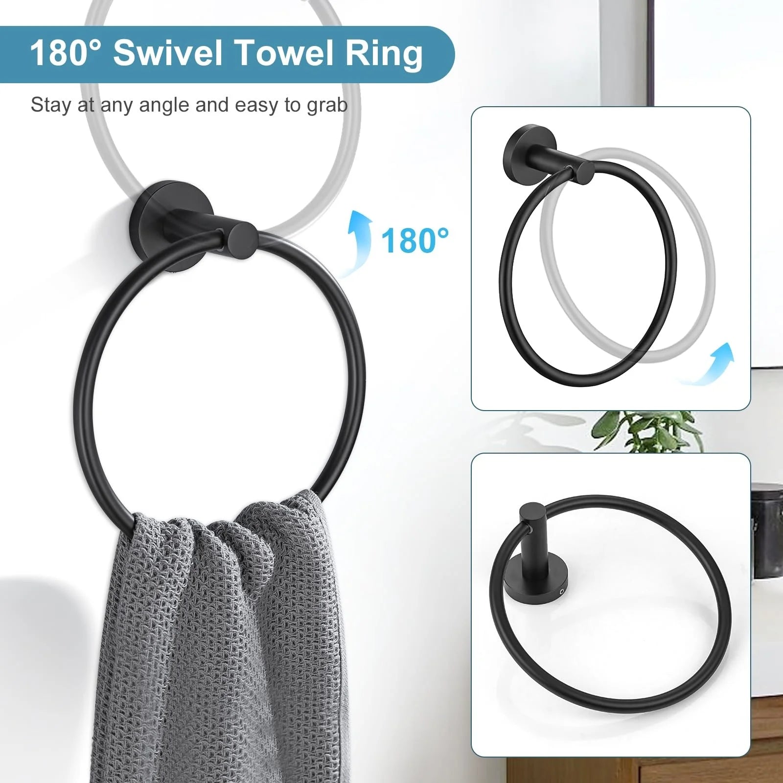 Bathroom Hardware Set Stainless Steel Towel Rack Set Toilet Paper Holder Robe Hooks Towel Ring Bathroom Accessories Set