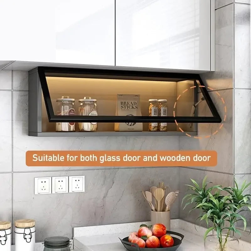 Heavy Duty Hydraulic Cabinet Hinge,45-105° Random Stop,Soft Closing Kitchen Hinges,Adjustable Door Support,Lift Up Door Hardware