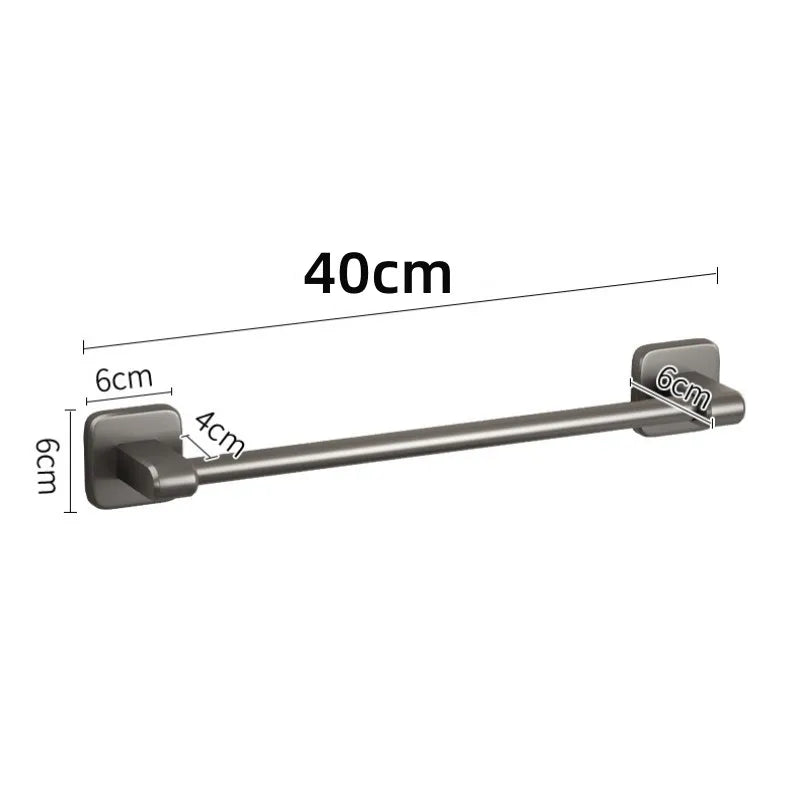 Bathroom Towel Holder Without Drilling Bathroom Black Towel Rack Towel Bar Self-Adhesive Bathroom Towel Rack Towel Rail