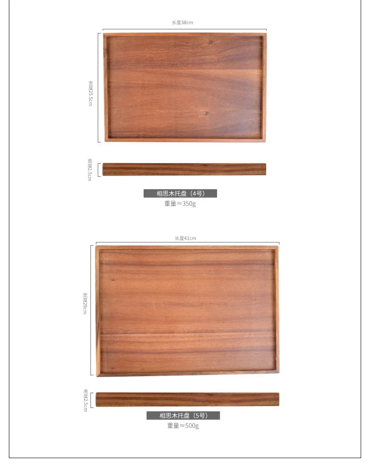 Walnut Wooden Serving Tray Tea Cup Saucer Trays Fruit Plate Storage Pallet Plate Decoration Japanese Food Rectangular Plate