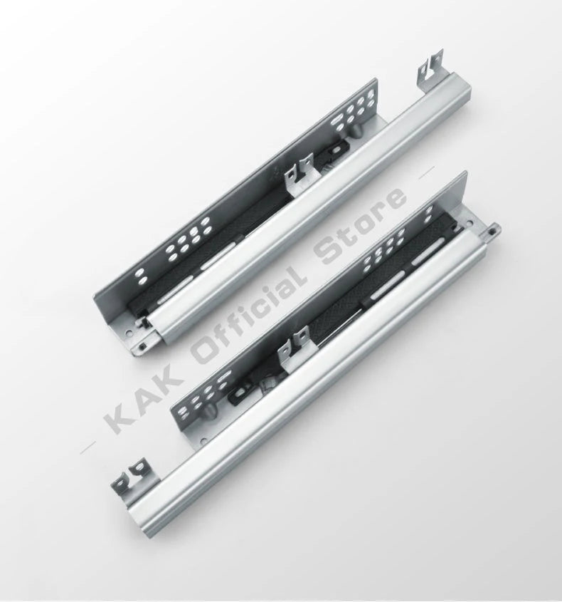 KAK 10"-20" Under Mount Drawer Slide Rails Soft Close 2 Section Hidden Rail Tracks 25KG Drawer Runner Hydraulic Damper Buffer