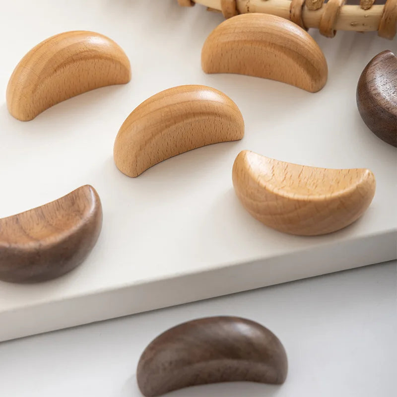 Log wood color cabinet wardrobe door handle modern simple wooden solid wood children's cabinet drawer handles