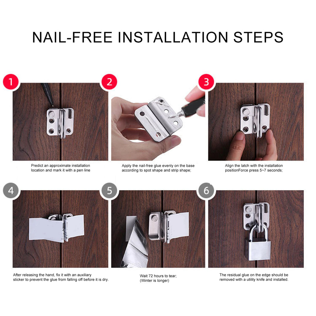 Door Bolts Buckles with Screw Stainless Steel Latch Hasp Door Locks Security Door Locks for Bedroom Drawer Window