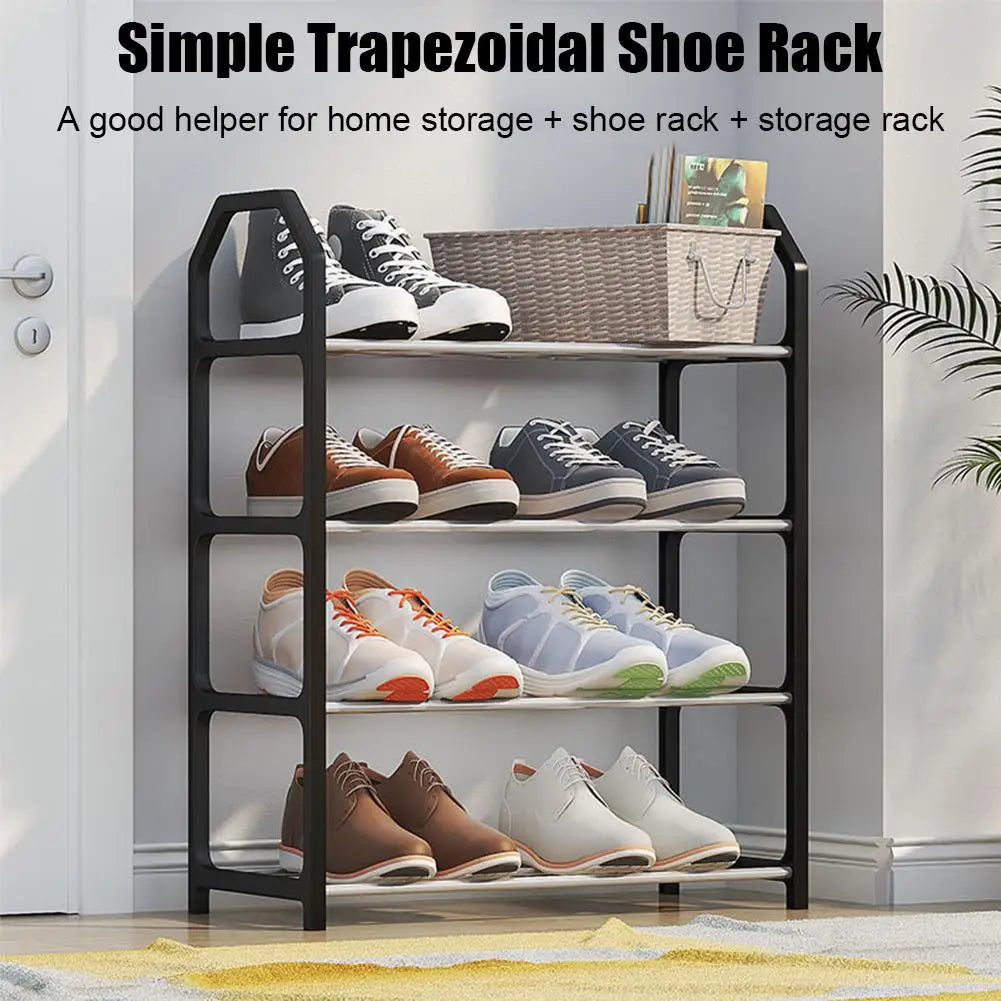 Four Layer Trapezoidal Shoe Rack Multifunctional Easy Assembly Home Dormitory Storage Cabinet for Balcony