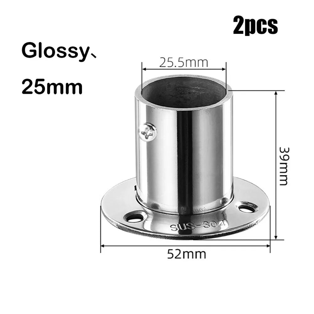 2pc 19-32mm Stainless Steel Wardrobe Support Closet Rod Flange Bracket Clothes Rod For Seat Hanger Pipe Holder