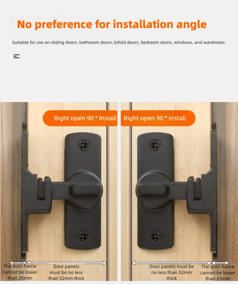 Door Hasp Latch 90/180 Degree Hasp Latches Sliding Door Chain Locks Security Hardware For Window Cabinet Hotel Home