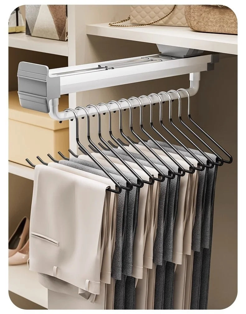 Thin cabinet topmounted telescopic wardrobe hanging rod Thin cabinet clothes hangers through wardrob Vertical Wardrobe
