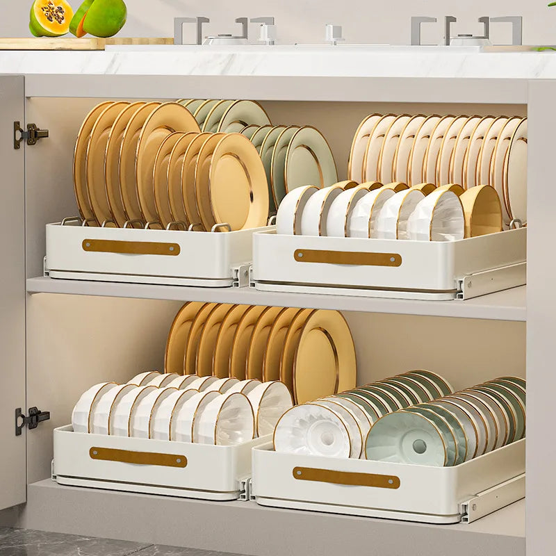 Kitchen Pull Out Shelf Slide Drawer Cabinet Slide out Shelf Dishes Organizer Cabinets Organizer with Handle Kitchen Drawer