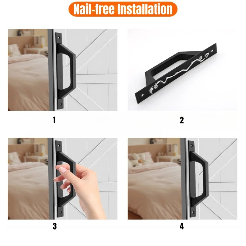 Heavy Duty Sliding Door Handle with Plate Aluminum Alloy Barn Door Pull Handle for Cabinet Passage Doors,Swing or Push-pull Door