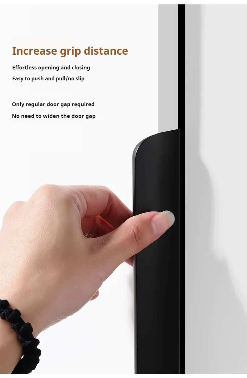 Hidden Minimalist Cabinet Handles for Kitchen Wardrobe | No Drilling Black Edge Pulls | Custom Length 80mm-1200mm Modern Design