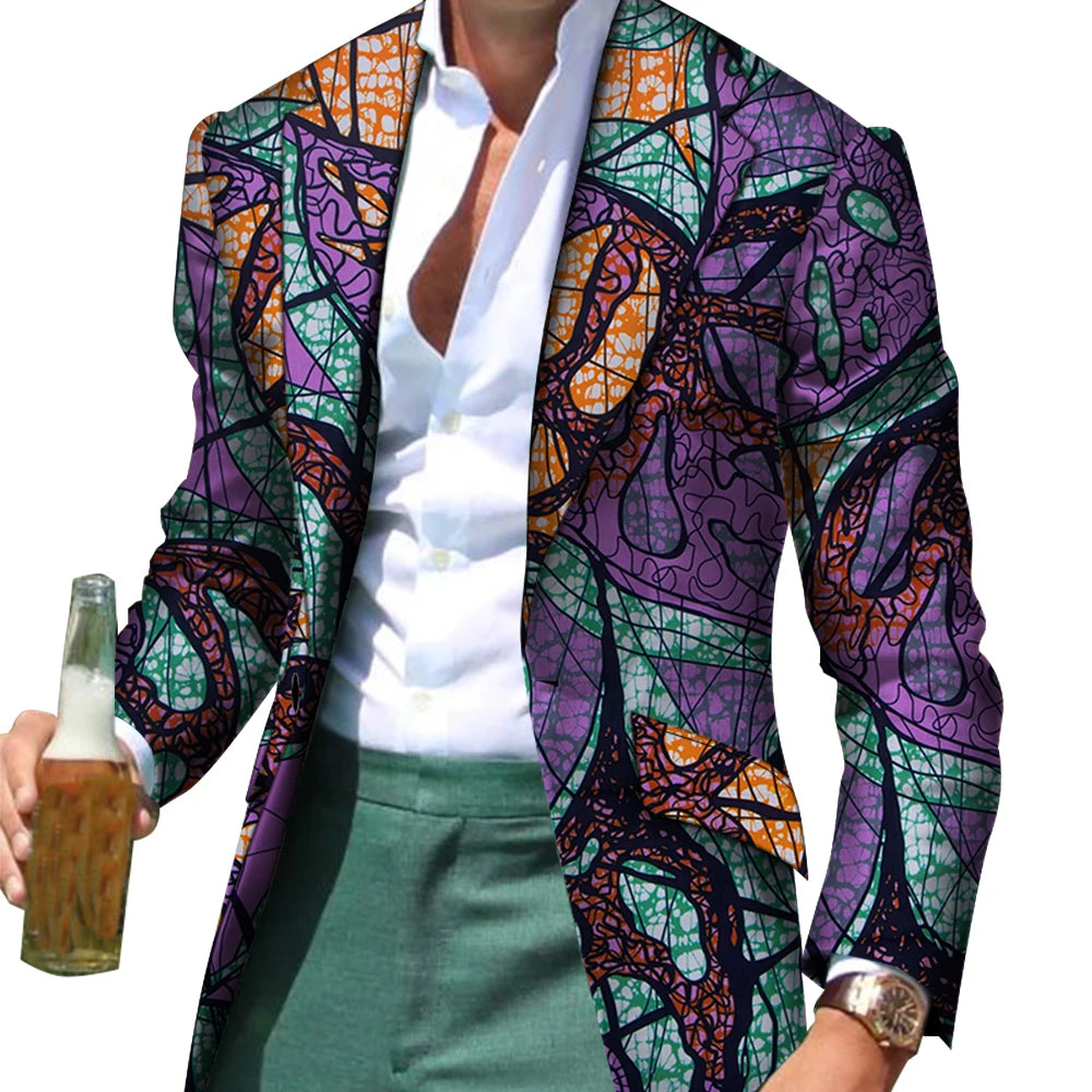 African Men Clothes Smart Causal Customized Slim Fit Fancy Suit Blazer Jackets Formal Coat Business Dashiki Party Wedding WYN530