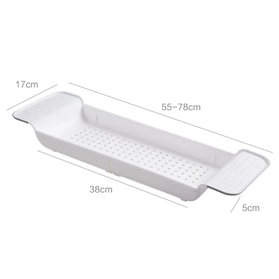 Bathroom Tray, Shower Caddy, Bamboo Bath Tub Rack, Towel Book Holder, Storage Organizer Accessories, Extendable Bathtub Shelf
